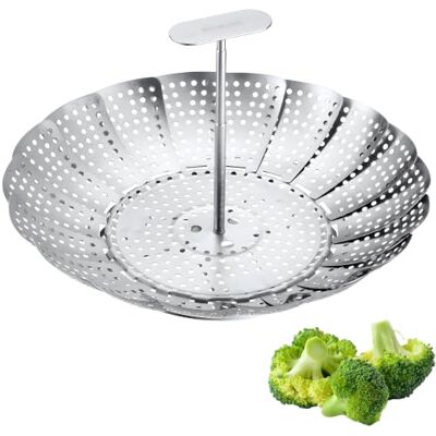 Westmark Kleine stoominzet – het verstelbare inzetstuk is ideaal voor het stomen van groenten en meer in potten met een diameter van 14-23 cm, vaatwasmachinebestendig – roestvrij staal en siliconen Westmark Kleine stoominzet – het verstelbare inzetstuk is ideaal voor het stomen van groenten en meer in potten met een diameter van 14-23 cm, vaatwasmachinebestendig – roestvrij staal en siliconen
