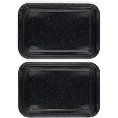 Russell Hobbs COMBO-8316A Baking Tray Set of 2 Vitreous Enamel Coated Steel Oven Tin, Easy Clean, For Roasting/Baking, Cookies, Durable Flat Baking Pan, Romano Collection, Black, 36 cm Russell Hobbs COMBO-8316A Baking Tray Set of 2 Vitreous Enamel Coated Steel Oven Tin, Easy Clean, For Roasting/Baking, Cookies, Durable Flat Baking Pan, Romano Collection, Black, 36 cm