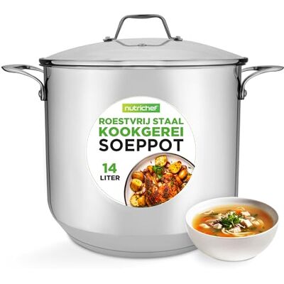NutriChef Kookpot Roestvrij Staal Inductie Kookpan- Grote Stoofpot- Sudderpot- Soeppot met Doorzichtig Deksel- Vaatwasmachinebestendig 15 Liter Pot NutriChef Kookpot Roestvrij Staal Inductie Kookpan- Grote Stoofpot- Sudderpot- Soeppot met Doorzichtig Deksel- Vaatwasmachinebestendig 15 Liter Pot
