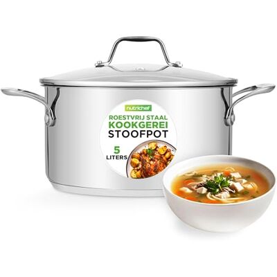 Nutrichef Kookpot Roestvrijstaal Inductie Kookpan- Soep/Stoofpot- Sudderpot- Soeppan met Doorzichtig Deksel- Vaatwasmachinebestendig –6 Liter Nutrichef Kookpot Roestvrijstaal Inductie Kookpan- Soep/Stoofpot- Sudderpot- Soeppan met Doorzichtig Deksel- Vaatwasmachinebestendig –6 Liter