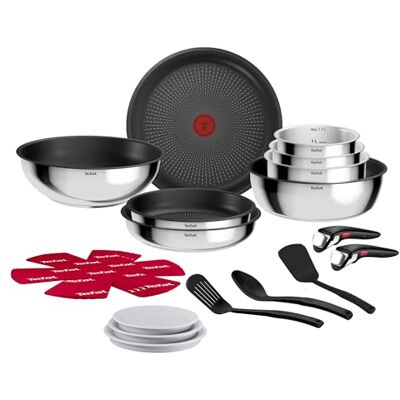 Rowenta Tefal Ingenio Comfort Max 20-delige pannenset, stapelbare pannen, compact ontwerp, afneembare handgreep, L966SK44 Rowenta Tefal Ingenio Comfort Max 20-delige pannenset, stapelbare pannen, compact ontwerp, afneembare handgreep, L966SK44