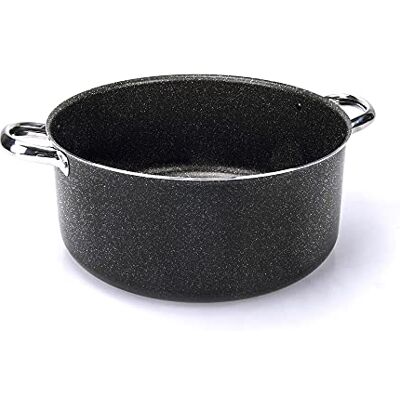 Moneta Etnea Pro Braadpan, 2 handgrepen, 28 cm, steeneffect, roestvrij staal, Made in Italy Moneta Etnea Pro Braadpan, 2 handgrepen, 28 cm, steeneffect, roestvrij staal, Made in Italy