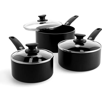 GreenPan Cambridge Gezonde Keramische Antiaanbak Steelpannenset, 16cm/1,5L, 18cm/2,1L en 20cm/3,1 L Pannenset met Deksels, PFAS-vrij, Inductie, Oven- en Vaatwasbestendig, Zwart GreenPan Cambridge Gezonde Keramische Antiaanbak Steelpannenset, 16cm/1,5L, 18cm/2,1L en 20cm/3,1 L Pannenset met Deksels, PFAS-vrij, Inductie, Oven- en Vaatwasbestendig, Zwart