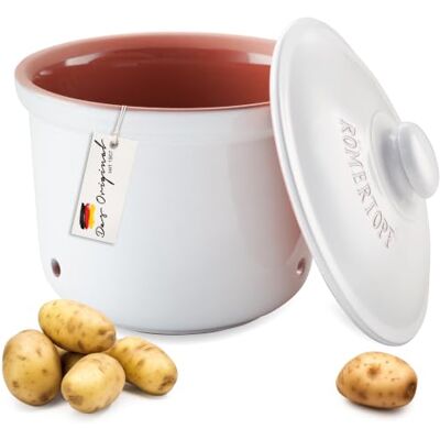 Römertopf Maxi Plus aardappelpot, verse pot van natuurklei, keramiek, voorraadpot, Ø 26,0 cm, wit Römertopf Maxi Plus aardappelpot, verse pot van natuurklei, keramiek, voorraadpot, Ø 26,0 cm, wit