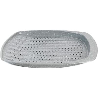 Salter BW08473G Non-Stick Marblestone Collection Baking Chip Oven Tray with Holes, Carbon Steel, PFOA-Free, Oven Safe Up to 220 Degrees, Strong and Durable, Ideal for Fries, Wedges & Vegetables, 38cm Koolstofstaal, PFOA-vrije antiaanbaklaag, verhoogde r Salter BW08473G Non-Stick Marblestone Collection Baking Chip Oven Tray with Holes, Carbon Steel, PFOA-Free, Oven Safe Up to 220 Degrees, Strong and Durable, Ideal for Fries, Wedges & Vegetables, 38cm Koolstofstaal, PFOA-vrije antiaanbaklaag, verhoogde r
