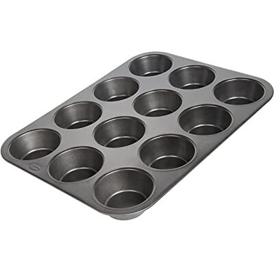 wenco Muffinvorm 12 bakplaten met antiaanbaklaag, vaatwasmachinebestendig, koolstofstaal, muffinplaat voor 12 muffins, hittebestendig tot 220 °C, zwart wenco Muffinvorm 12 bakplaten met antiaanbaklaag, vaatwasmachinebestendig, koolstofstaal, muffinplaat voor 12 muffins, hittebestendig tot 220 °C, zwart