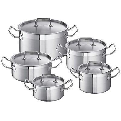 Schulte-Ufer Set 450 450 Mega-set Profi-Line i, koperen bodem, 5-delig, roestvrij staal, zilver Schulte-Ufer Set 450 450 Mega-set Profi-Line i, koperen bodem, 5-delig, roestvrij staal, zilver