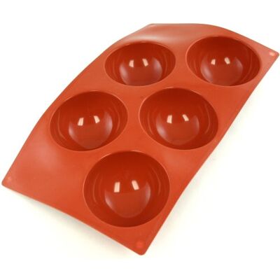PADERNO Flexipad Halve bol voor chocoladeballen, cake, 5 siliconen vingerafdrukken, anti-aanbaklaag, diameter 80 mm, hoogte 40 mm PADERNO Flexipad Halve bol voor chocoladeballen, cake, 5 siliconen vingerafdrukken, anti-aanbaklaag, diameter 80 mm, hoogte 40 mm
