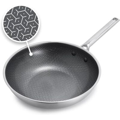 GreenPan APEX Wokpan Keramisch Antiaanbak met Diamanten, 28 cm, Geschikt voor Metalen Keukengerei, PFAS-Vrij, Inductiegeschikt, Ovenbestendig 220 °C, RVS-Greep, Matzwart GreenPan APEX Wokpan Keramisch Antiaanbak met Diamanten, 28 cm, Geschikt voor Metalen Keukengerei, PFAS-Vrij, Inductiegeschikt, Ovenbestendig 220 °C, RVS-Greep, Matzwart