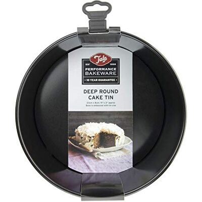 Tala Diepe Ronde Bakvorm Performance, Uitneembare Bodem, Professioneel Koolstofstaal met Eclipse Antiaanbaklaag, 23 cm, Ideaal voor Feesttaarten, Zwart Tala Diepe Ronde Bakvorm Performance, Uitneembare Bodem, Professioneel Koolstofstaal met Eclipse Antiaanbaklaag, 23 cm, Ideaal voor Feesttaarten, Zwart