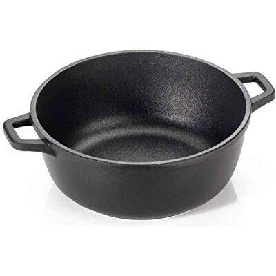 HOME Grand Chef Casserol Antiaanbaklaag met 2 handgrepen, alluminium drukgesmolten, zwart, 24 cm HOME Grand Chef Casserol Antiaanbaklaag met 2 handgrepen, alluminium drukgesmolten, zwart, 24 cm