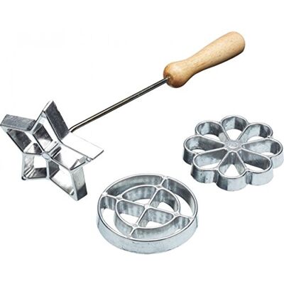 KitchenCraft Home Made Rozet Ijzer, Rozet Koekjes Ijzer, Set van 3 Stuks, Cirkel/Bloem/Ster, Metaal Zilver KitchenCraft Home Made Rozet Ijzer, Rozet Koekjes Ijzer, Set van 3 Stuks, Cirkel/Bloem/Ster, Metaal Zilver