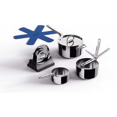 Joseph Joseph Space Steel 3-delige pannenset RVS inklapbare handgrepen, inductie, stapelbaar, ruimtebesparend Joseph Joseph Space Steel 3-delige pannenset RVS inklapbare handgrepen, inductie, stapelbaar, ruimtebesparend