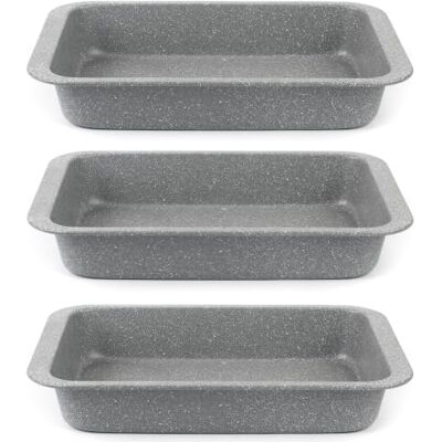Salter Marble Braadslede set, 3-delig, 36 cm Koolstofstaal, antiaanbak marmercoating, ovenbestendig tot 220 °C, grijze afwerking, eenvoudig schoon te maken Salter Marble Braadslede set, 3-delig, 36 cm Koolstofstaal, antiaanbak marmercoating, ovenbestendig tot 220 °C, grijze afwerking, eenvoudig schoon te maken
