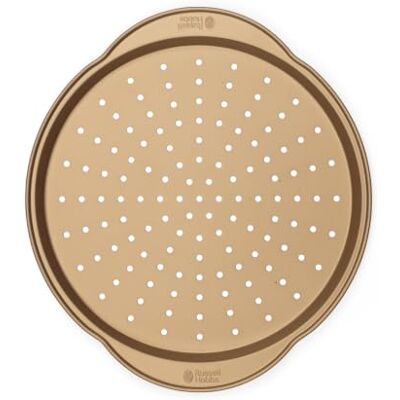 Russell Hobbs ® RH02338GEU7 Opulence Non-Stick Pizza Pan, Round Baking Tray for Garlic Bread, Flatbreads and More, Easy Clean, PFOA Free, Oven Safe to 220 Degrees, 37 cm, Carbon Steel, Gold Russell Hobbs ® RH02338GEU7 Opulence Non-Stick Pizza Pan, Round Baking Tray for Garlic Bread, Flatbreads and More, Easy Clean, PFOA Free, Oven Safe to 220 Degrees, 37 cm, Carbon Steel, Gold
