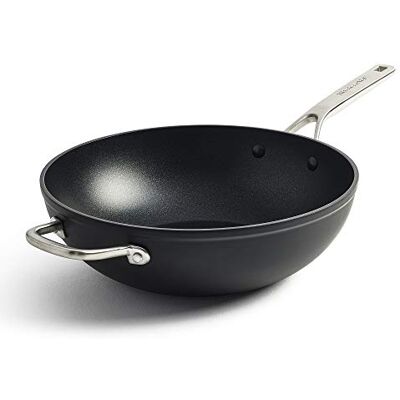 KitchenAid Forged Hardened Aluminium 3-lagige Duitse antiaanbakwok van 30 cm/5 liter, roestvrijstalen steel, inductie, oven- en vaatwasmachinebestendig, zwart KitchenAid Forged Hardened Aluminium 3-lagige Duitse antiaanbakwok van 30 cm/5 liter, roestvrijstalen steel, inductie, oven- en vaatwasmachinebestendig, zwart