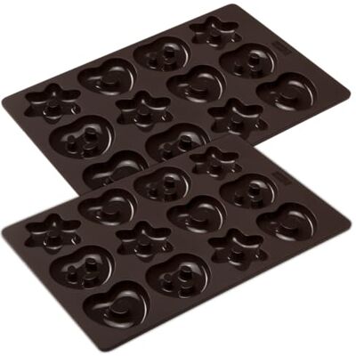 Lurch FlexiForm Mini peperkoek 2 bakvormen voor in totaal 24 mini peperkoek plankjes, harten en sterren premium platina siliconen 20 x 30 cm Lurch FlexiForm Mini peperkoek 2 bakvormen voor in totaal 24 mini peperkoek plankjes, harten en sterren premium platina siliconen 20 x 30 cm