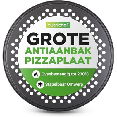 Nutrichef Non-Stick Pizza Pan voor Oven – Ronde Bakplaat, Geschikt voor Hoge Temperatuur, Ideaal voor Pizza, Bakken en Koken – Vaatwasmachinebestendig -32 cm Nutrichef Non-Stick Pizza Pan voor Oven – Ronde Bakplaat, Geschikt voor Hoge Temperatuur, Ideaal voor Pizza, Bakken en Koken – Vaatwasmachinebestendig -32 cm