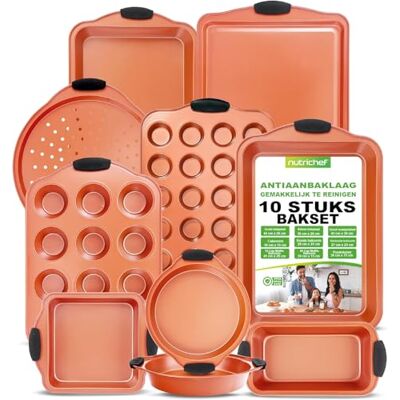 Nutrichef Chef 10-delige Bakset - Anti-aanbak Carbon Staal Nutrichef Chef 10-delige Bakset - Anti-aanbak Carbon Staal