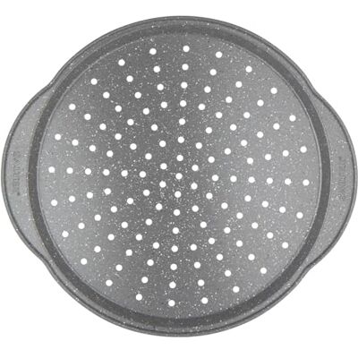 Salter BW12809EU7 Marblestone 37 cm Pizza Tray – Non-Stick Oven Sheet with Handles, Perforated Base for Even Cooking, Oven Safe up to 220°c, Carbon Steel Ovenware, Easy to Clean, PFOA-Free Chip Tray Antiaanbaklaag, PFOA-vrij, zijhandgrepen, ovenbestendi Salter BW12809EU7 Marblestone 37 cm Pizza Tray – Non-Stick Oven Sheet with Handles, Perforated Base for Even Cooking, Oven Safe up to 220°c, Carbon Steel Ovenware, Easy to Clean, PFOA-Free Chip Tray Antiaanbaklaag, PFOA-vrij, zijhandgrepen, ovenbestendi