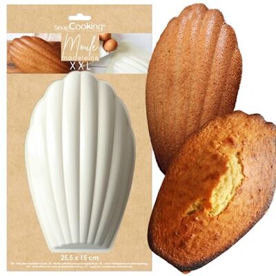 ScrapCooking Madeleine bakvorm XXL, antiaanbaklaag, gigantische madeleine, 26 cm, metalen vorm, geschikt voor oven en vriezer, bakvorm, cake, beige, 1299 ScrapCooking Madeleine bakvorm XXL, antiaanbaklaag, gigantische madeleine, 26 cm, metalen vorm, geschikt voor oven en vriezer, bakvorm, cake, beige, 1299