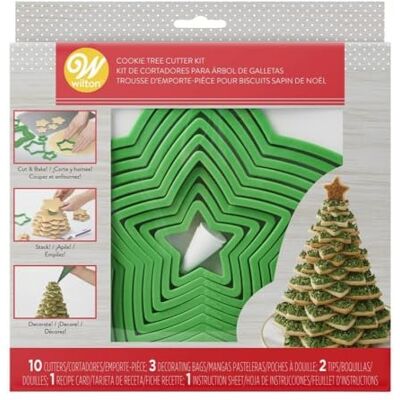 Wilton 2104-5919 Gingerbread Cookie Tree Cutter Uitsteekvormen Set voor koekjesboom, kunststof, groen Wilton 2104-5919 Gingerbread Cookie Tree Cutter Uitsteekvormen Set voor koekjesboom, kunststof, groen