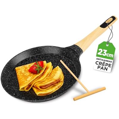 NutriChef 9,45” Crêpe-Pan met Anti-aanbaklaag en Houten Verspreider, Dosa-Pan met Duurzame Marmercoating, Bakelite Handvat en Inductiebodem, Vrij van PFOA/PFOS, Vaatwasmachinebestendig, Gelijke NutriChef 9,45” Crêpe-Pan met Anti-aanbaklaag en Houten Verspreider, Dosa-Pan met Duurzame Marmercoating, Bakelite Handvat en Inductiebodem, Vrij van PFOA/PFOS, Vaatwasmachinebestendig, Gelijke