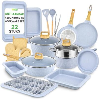 NutriChef 22-delige Inductie Kookset – Ceramic Pots and Pans Set, Gemaakt voor Inductie Kookplaten – Geschikt voor alle Keukens, met Kookgerei van Roestvrij Staal, PFAS-vrij en Duurzaam NutriChef 22-delige Inductie Kookset – Ceramic Pots and Pans Set, Gemaakt voor Inductie Kookplaten – Geschikt voor alle Keukens, met Kookgerei van Roestvrij Staal, PFAS-vrij en Duurzaam