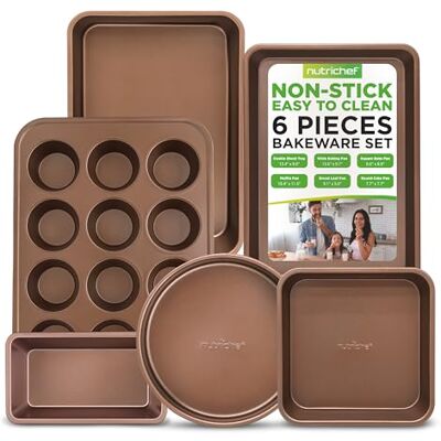 NutriChef Bakpannen Set 6-delig – Non-Stick Carbon Staal, Niet Giftige Bakvormen, Koekjesbladen, Muffin, Brood, Ronde & Vierkante Pan – Vaatwasmachine & Ovenbestendig NutriChef Bakpannen Set 6-delig – Non-Stick Carbon Staal, Niet Giftige Bakvormen, Koekjesbladen, Muffin, Brood, Ronde & Vierkante Pan – Vaatwasmachine & Ovenbestendig