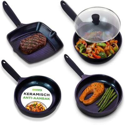 Nutrichef Non-Stick Koekenpannen Set – 5‑delige Skillet Set met Keramische Coating, Wok, Grill, Vis & Frituur Pannen – Geschikt voor Inductie en Alle Kookplaten – Koel-Touch Handgrepen Nutrichef Non-Stick Koekenpannen Set – 5‑delige Skillet Set met Keramische Coating, Wok, Grill, Vis & Frituur Pannen – Geschikt voor Inductie en Alle Kookplaten – Koel-Touch Handgrepen
