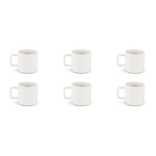 Excelsa Nordic Set met 6 witte koffiekopjes, keramiek, aardewerk, inhoud 80 ml.