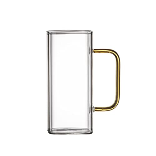 YYUFTTG Square Glass Milk Coffee Cup Heat Resistant Handle Mug Party Restaurant Juice Beer Mug (Color : Sar?)