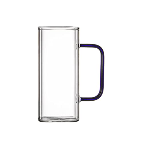 ASADFDAA Glazen bekers Square Glass Milk Coffee Cup Heat Resistant Handle Mug Party Restaurant Juice Beer Mug (Color : Mavi)