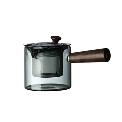 JINXIANY Theepot, Theepotten, Theepot met infuser, glazen theepot, theepot, theepot, theeketel, heldere theepot, theeketel met infuser, roet zwart sandelhout intuïtieve pot plus zes kopjes, voor familie,