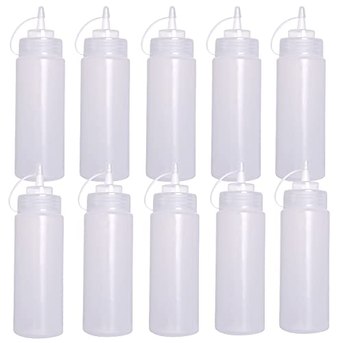 N\A Tianyis 10 Stuks Squeeze Fles van kunststof 240ml, Plastic Knijpflessen met Dop, Squeeze Fles voor Hete Sauzen,Sauzen Fles voor Thuis en Restaurant, Condimentflessen voor Ketchup,Sauzen,Olijfolie