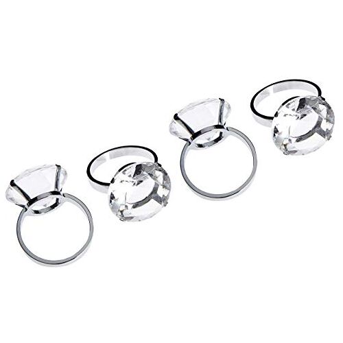 Premier Housewares 1403755 Servethouder Set van 4 Servetringen Metalen Ring Clear Servetring Chrome Finish Kerst Diamante Vorm Servetringen 6 x 4 x 5