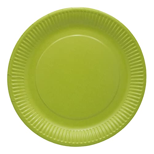 OKO LUTION OL453 Karton/Wegwerpplaat, 20 stuks, ronde Ø 22,7 cm, hoogte van de rand 2,7 cm, zonder plastic coating, voor barbecue, verjaardag of feest, biologisch afbreekbaar, groen