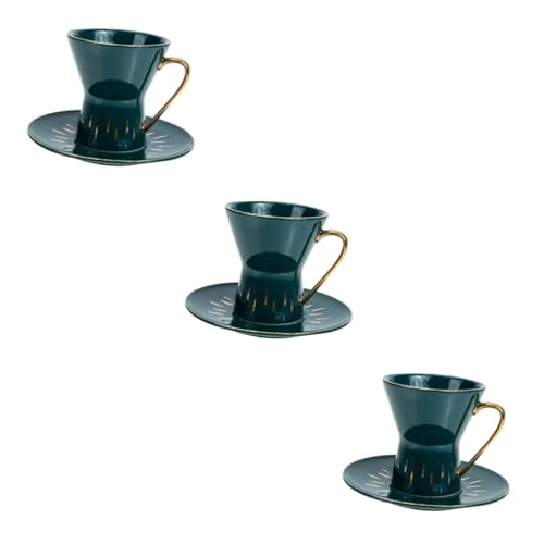 YIANKWY DSWERMG 3 sets overgietkoffiekopje Groene koffiekopje met espressokopje Koffiedecor Espressomokken Espressokopjes Cappuccinomok Cappuccinokopje Afternoon Tea Kantoor Keramiek Huishouden