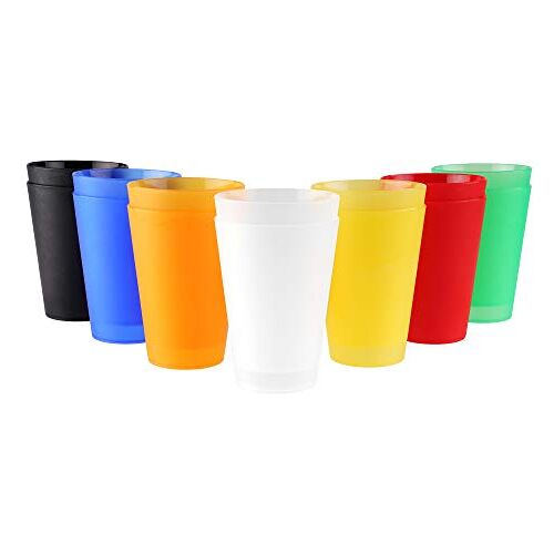 S&S-Shop 7 plastic drinkbekers 0,4 l mix pakket herbruikbare drinkbeker/partybeker/beker