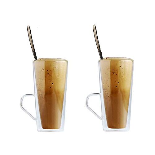 Maxxo Dubbelwandige glazen, frappé/latte, 2 x 320 ml, thermische koffieglazen met zwevend effect, duurzame koffieglazen