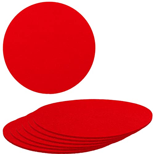 mumbi Vilten onderzetters/glazen onderzetters, onderzetters rond 3 mm dik, rood 20 cm, set van 6 stuks