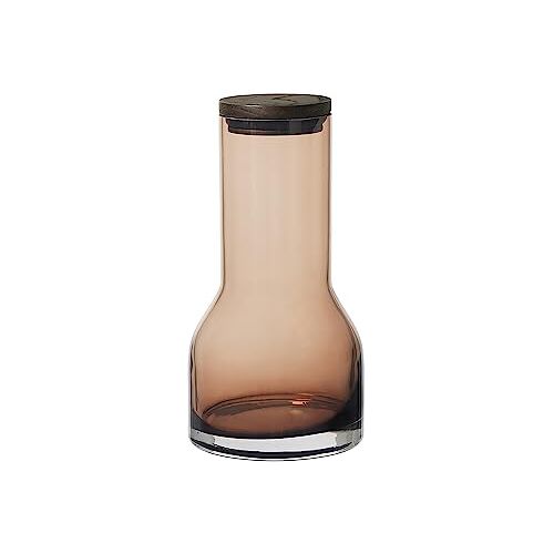 Blomus Wasserkaraffe Lungo S, Karaffe, Wasserbehälter, Glas farbig, Eiche, Silikon, Coffee, 600 ml, 64174