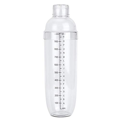 BYARSS Plastic Shaker, Cocktailshaker met schaal Melk Theepot Sappen Wijn Plastic beker voor Home Bar Store(1000ml)