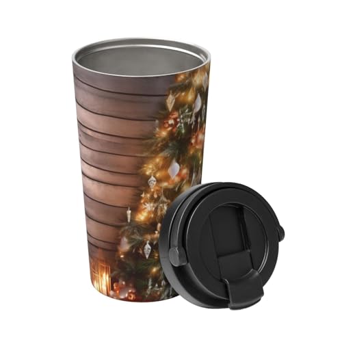 VducK Thermos Koffie Reismok 500 ml kerstboom geïsoleerde beker dubbelwandige vacuüm roestvrijstalen beker voor auto thuiskantoor camping