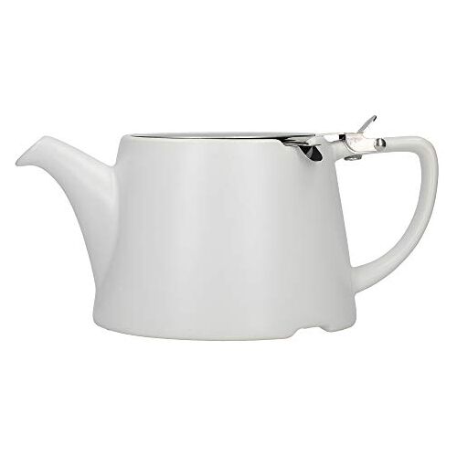 London Pottery Ovale Theepot met Infuser voor losse thee, steengoed, satijn wit, 3 kopjes losse blad theepot