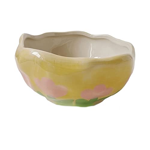 YYUFTTG -kom Hand-painted Flower Dessert Bowl Ceramic Salad Snack Bowl Breakfast Oatmeal Kitchen Cereal Rice Soup Bowls (Color : Sar?)