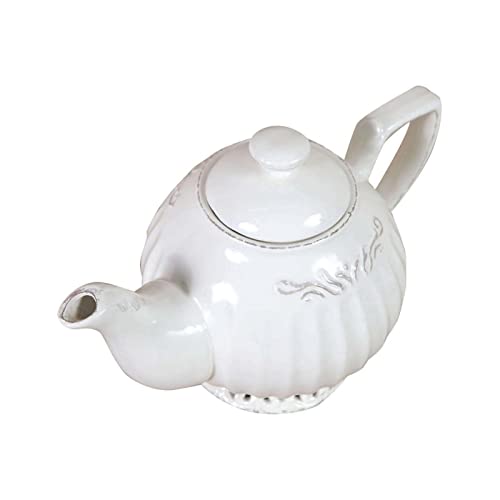 Biscottini Witte porseleinen theepot 22 x 14 x 16 cm   theepotten om te serveren   Witte theepot van robuust porselein