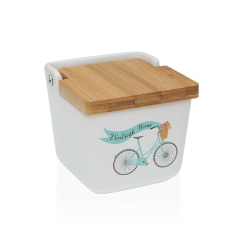 Versa Zoutvaatje met deksel fiets keramiek 8,8 x 8,5 x 8,8 cm