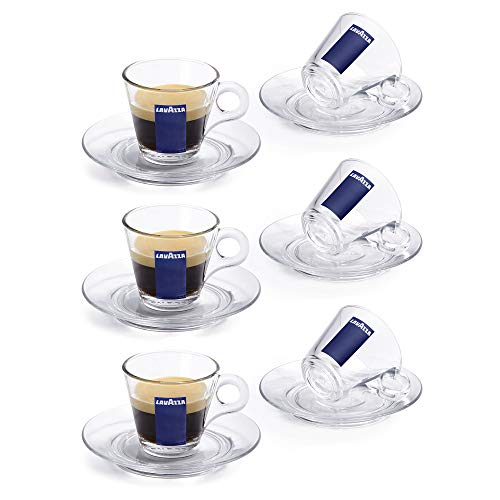 Trasparenza transparante glazen Espresso kopjes & schotels set 3 oz (3 sets 6 kopjes & schotels)