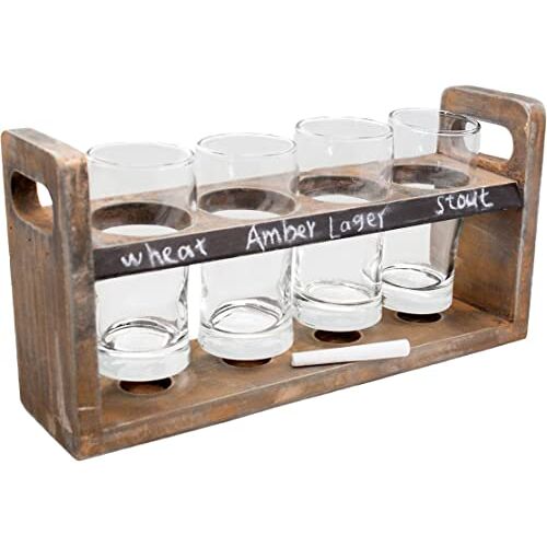 VB VIN BOUQUET Vin Bouquet FIA 256 Bierproeverij Set met houten plank en 4 glazen. Inclusief krijtstift.